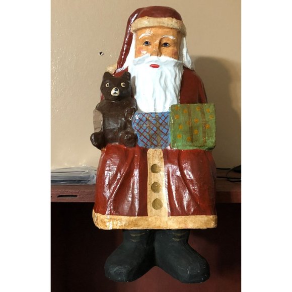 Paper Mache Shelf Sitter Santa Father Christmas Farmhouse Decoration Holiday Lar - Picture 14 of 16